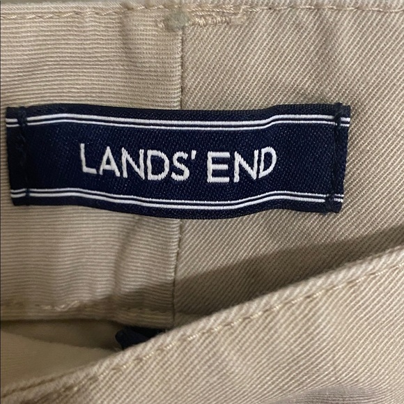 Lands' End Khaki Trousers mid rise wide leg women 10 casual office retro school - Picture 2 of 8